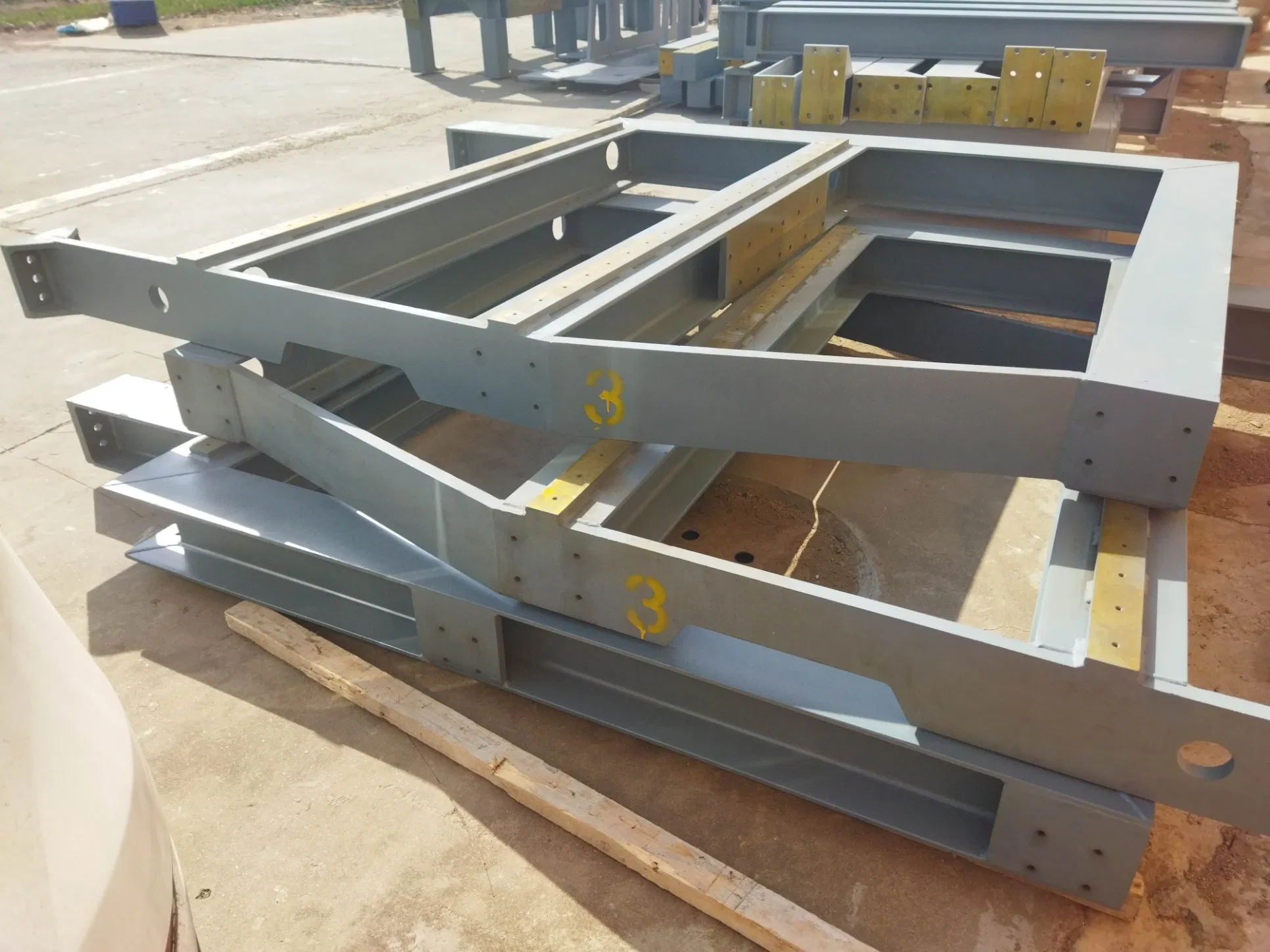 Construction of Steel Frame Structure Foundations, Columns, Beams and Floors
