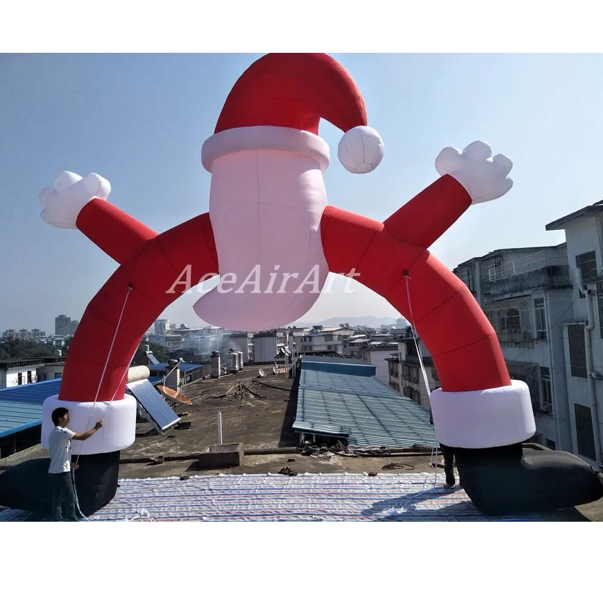 Outdoor Christmas Decoration Inflatable Christmas Archway with Santa Clause for Christmas Event Decoration