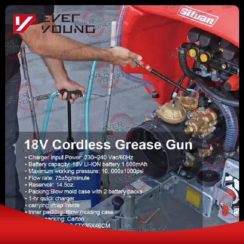 Аккумуляторный шприц для смазки 18V, 1500 мАч