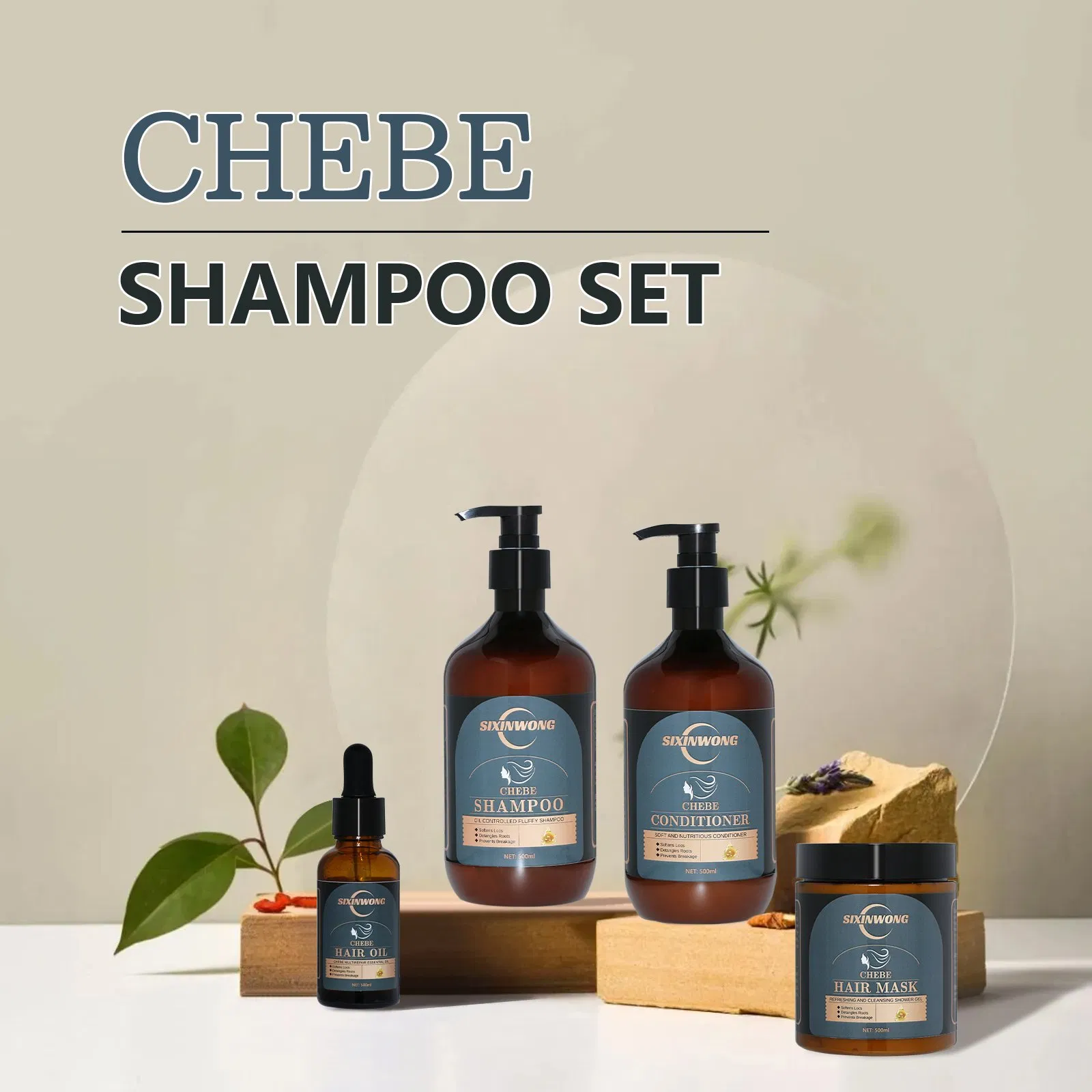 Beauty Cosmetics Chebe Prevent Hair Loss and Provide Nutrients Conditioner Shampoo Set
