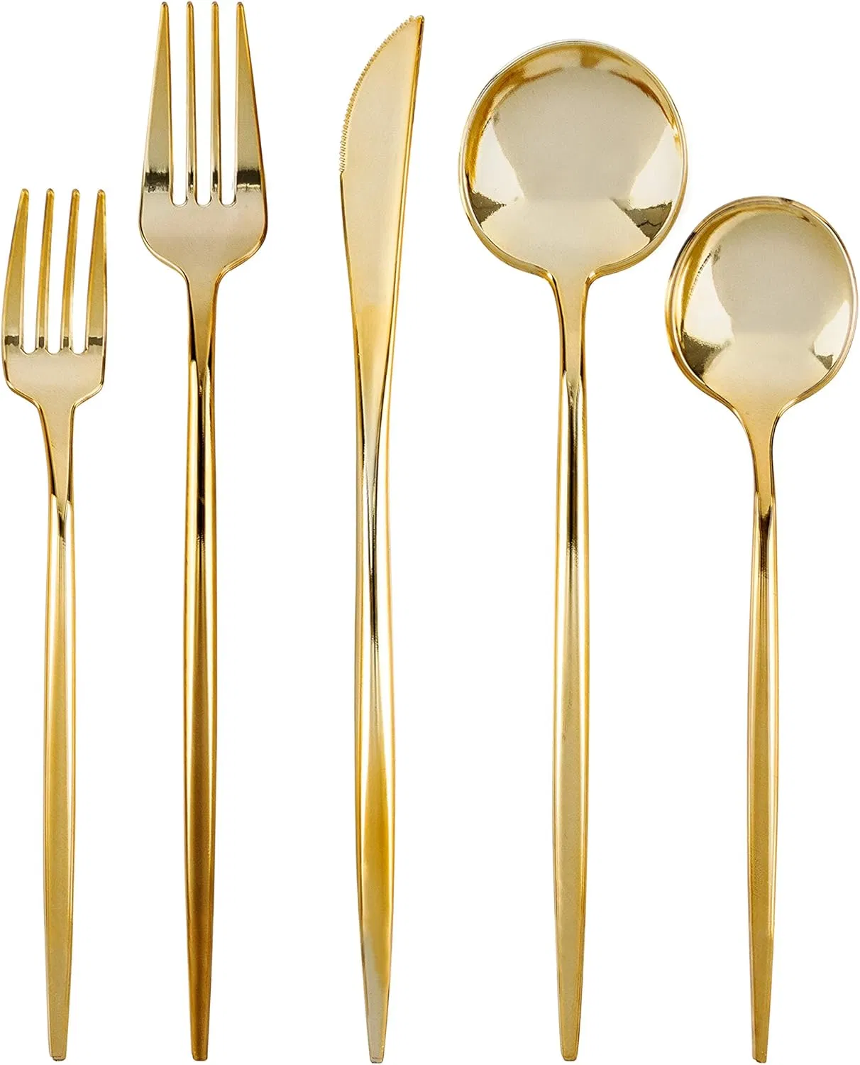 Novelty Modern Flatware Disposable Plastic Cutlery Gold Plastic Silverware, Plastic Utensils, Gold Silverware