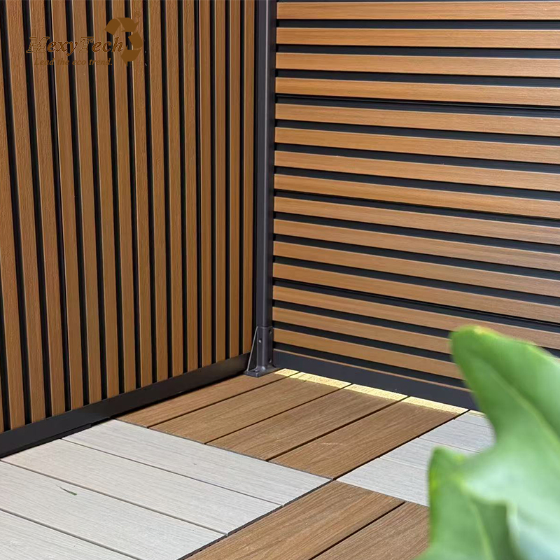 3D Grooved Design Garden Privacy Fence DIY Wood Composite WPC Fence Panel