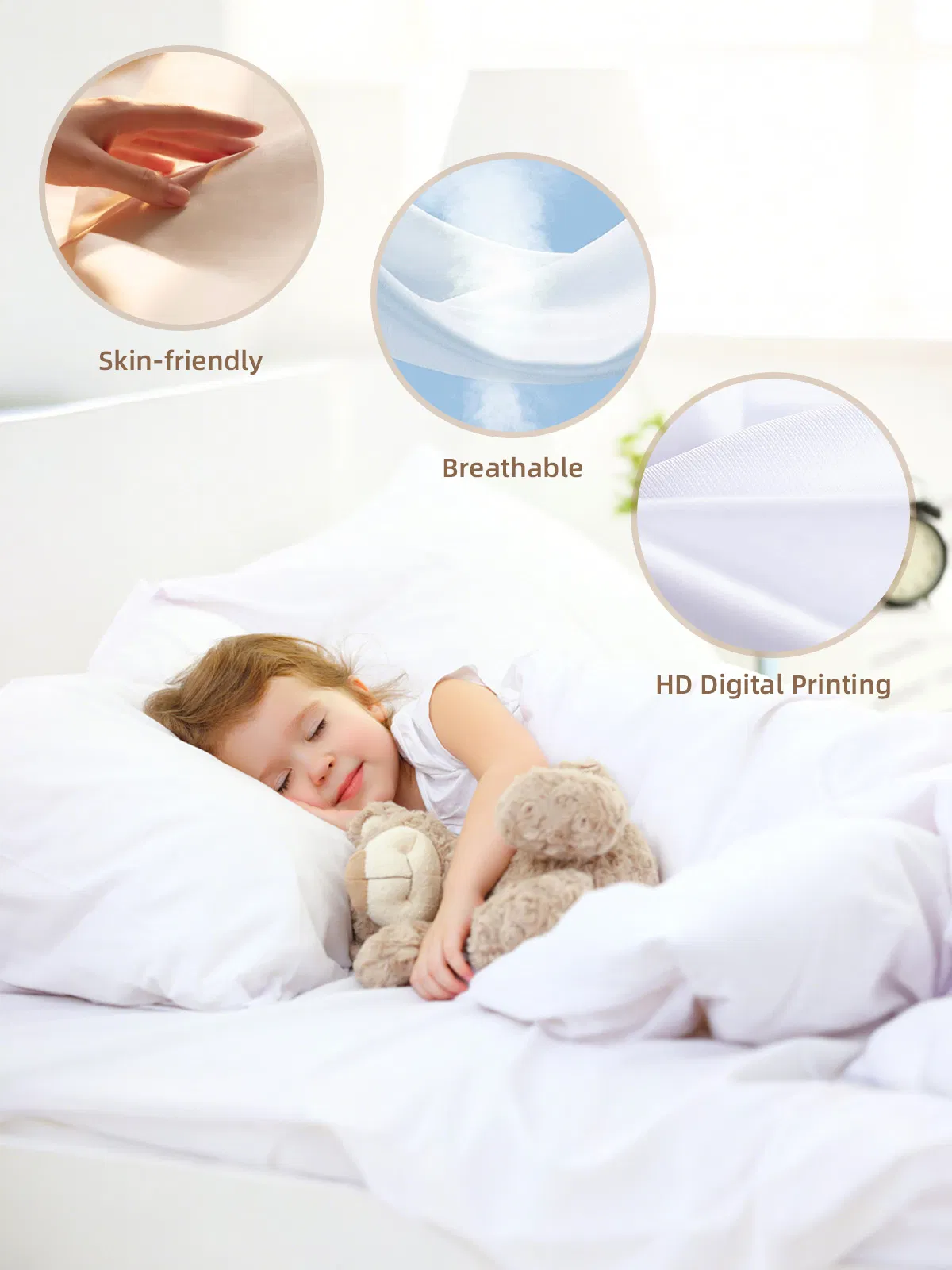 Custom Bedding Set Waterproof Nonwave Soft Pillow Case