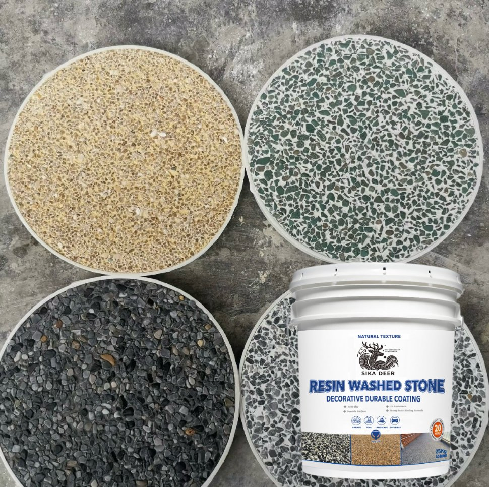 Waterproof Durable Resin Washed Stone Floor Paint Easy Maintenance Skid Resistance Non-Toxic