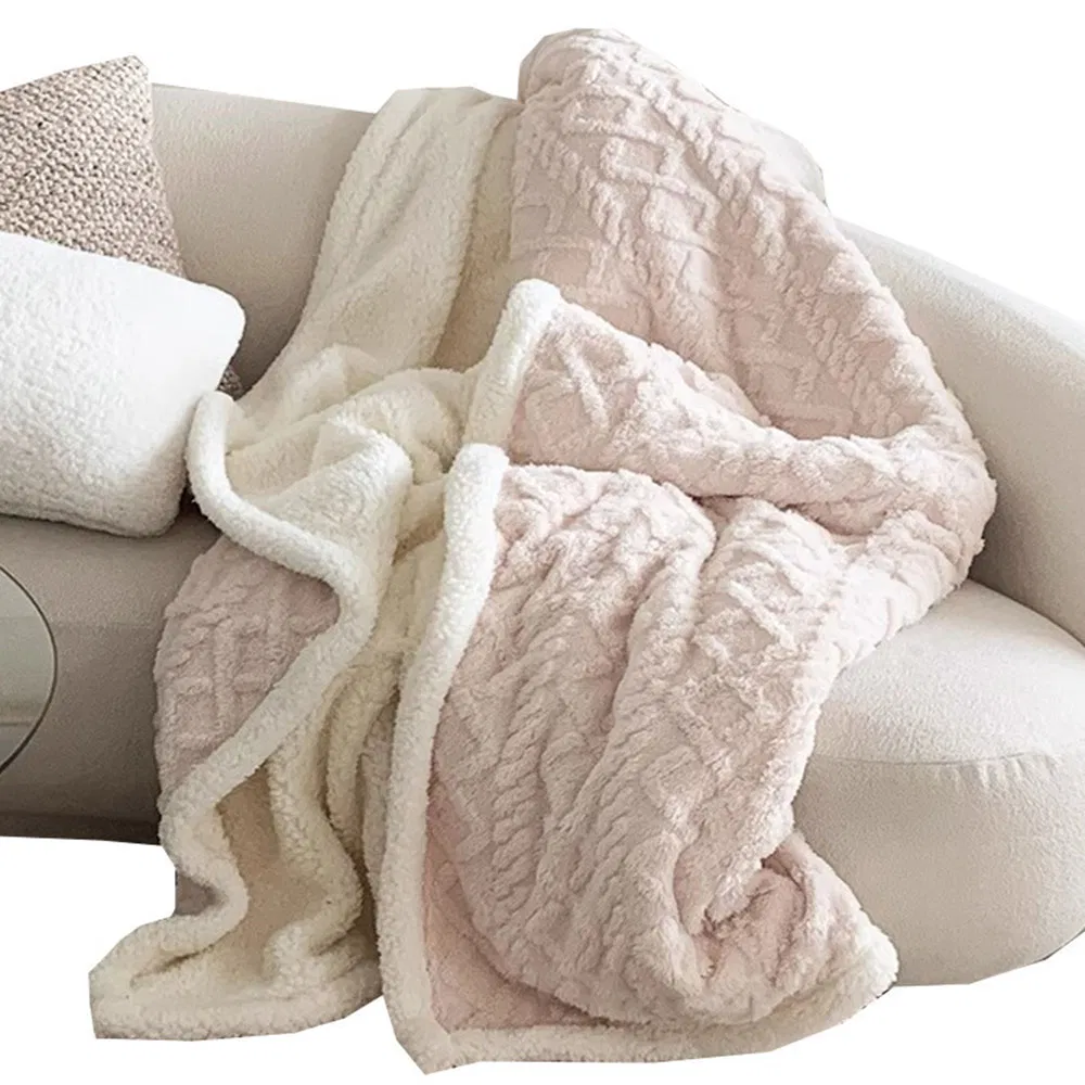 Comfortable Soft Autumn Winter Lamb Coral Fleece Polyester Fiber Thicken Office Sofa Afternoon Nap Beddings Blanket