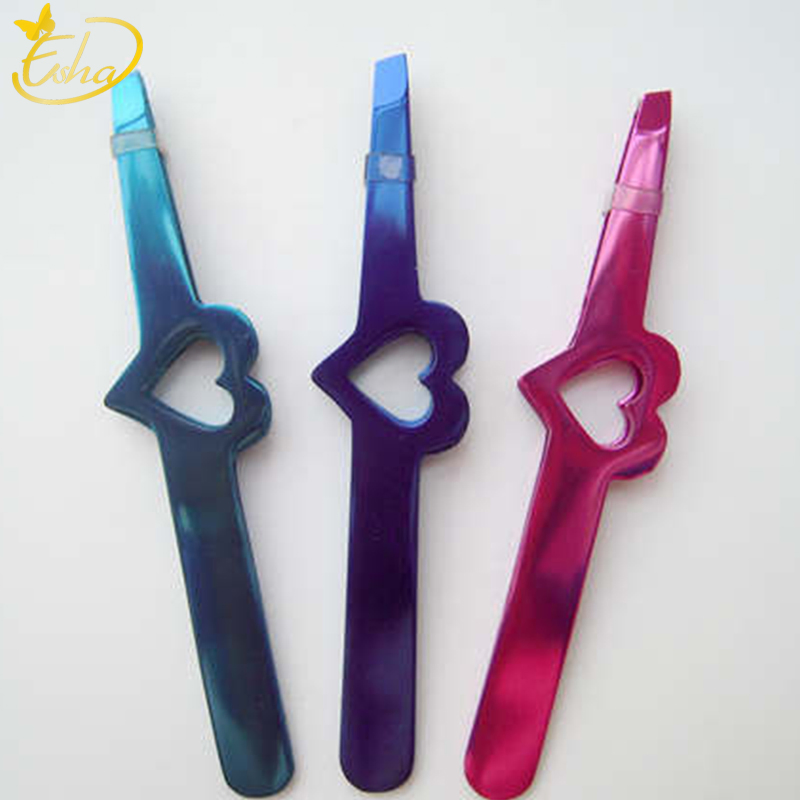 Beauty Slanted Eyebrow Tweezer Wholesale Stainless Steel Rounded Lashes Eyelash Extension Tweezers