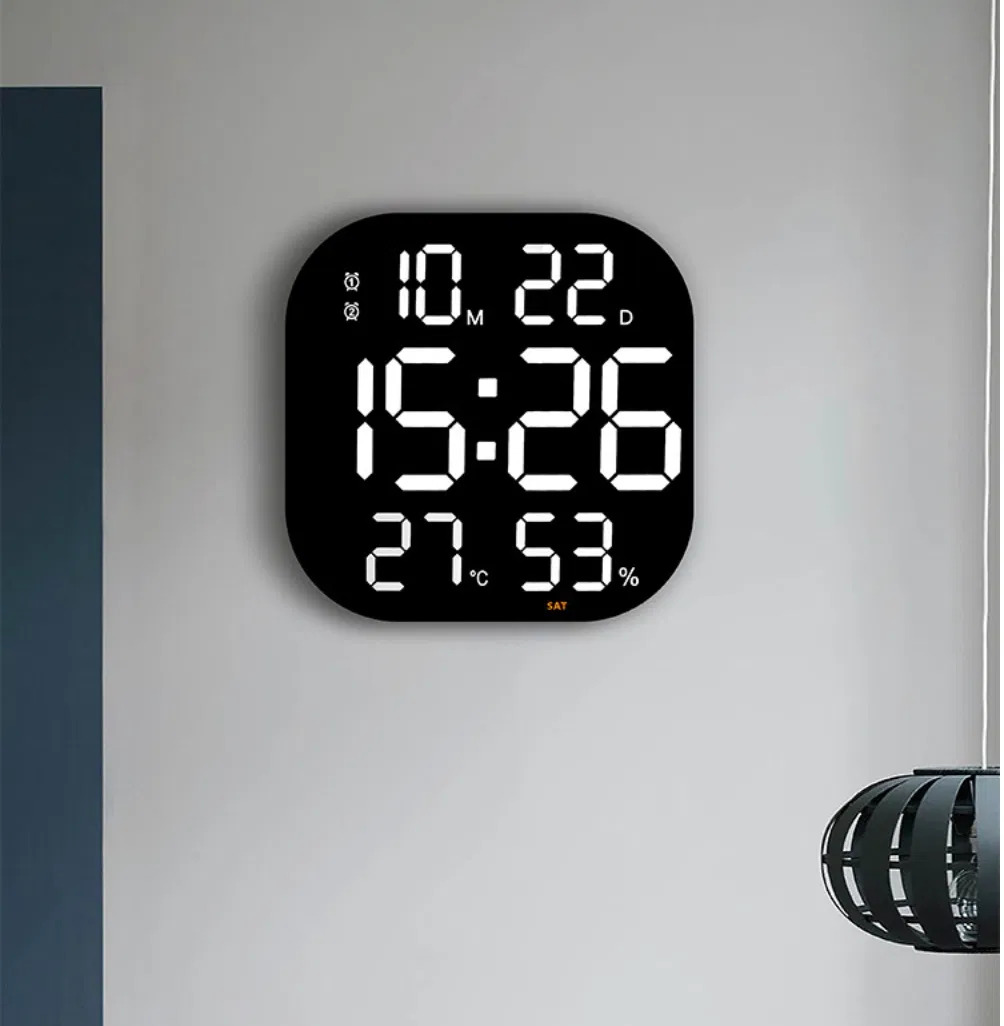 Home Decor Modern Colorful Wall Clocks Calendar Big Digital Alarm Clock LED
