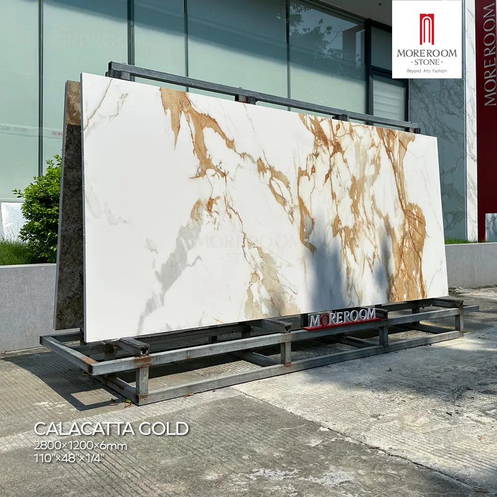 Sintered Stone Calacatta Gold Marble Slab for Luxury Kitchen Island Countertops
