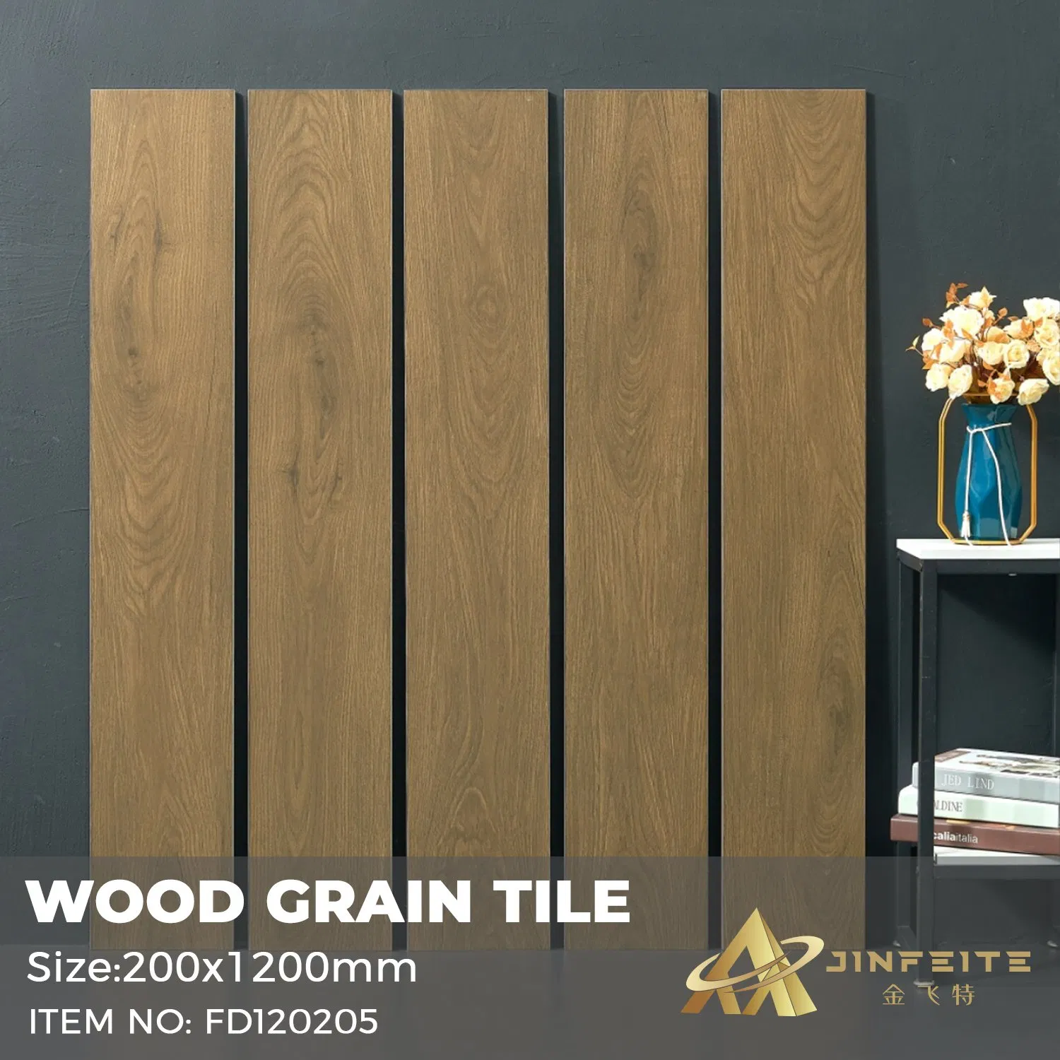 Серый деревянный керамогранит 200x1200 мм матовый