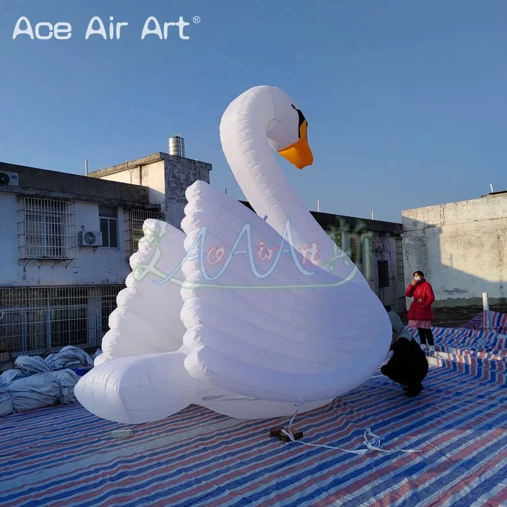 4ml Giant Beautiful Inflatable White Swan with Air Blower for Event Decoration Advertising
