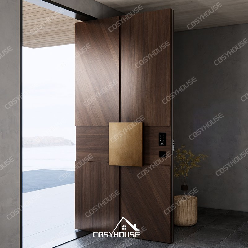 Artisan Crafted Cast Aluminum and Wood Entry Door with Custom Designs for Luxury Residences