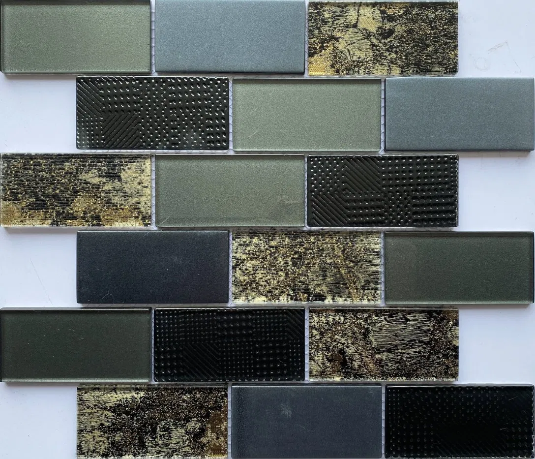 Мозаика стеклянная черная, современный дизайн, кирпичный стиль