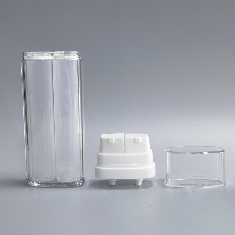 Square Dual Chamber Airless Bottle Vacuum Pump Bottle 8ml*2 10ml*2 15ml*2 2 in 1 Bottle for Day and Night Cream