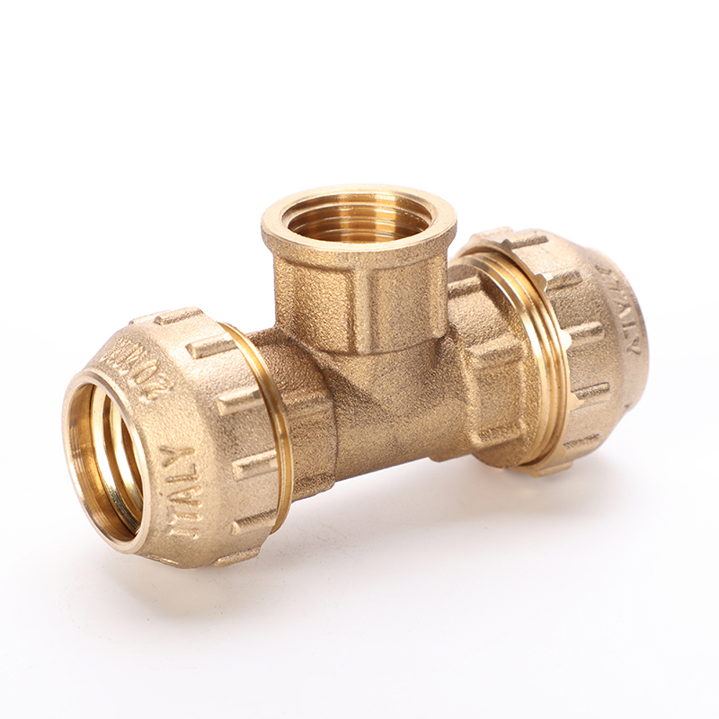 Brass PE Compression Female Tee Fitting for PE/PPR Pipe