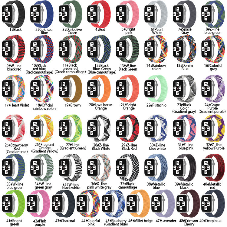 Braided Solo Loop Nylon Watch Parts for Apple Watch 38/40/41mm 42/44/45/49mm