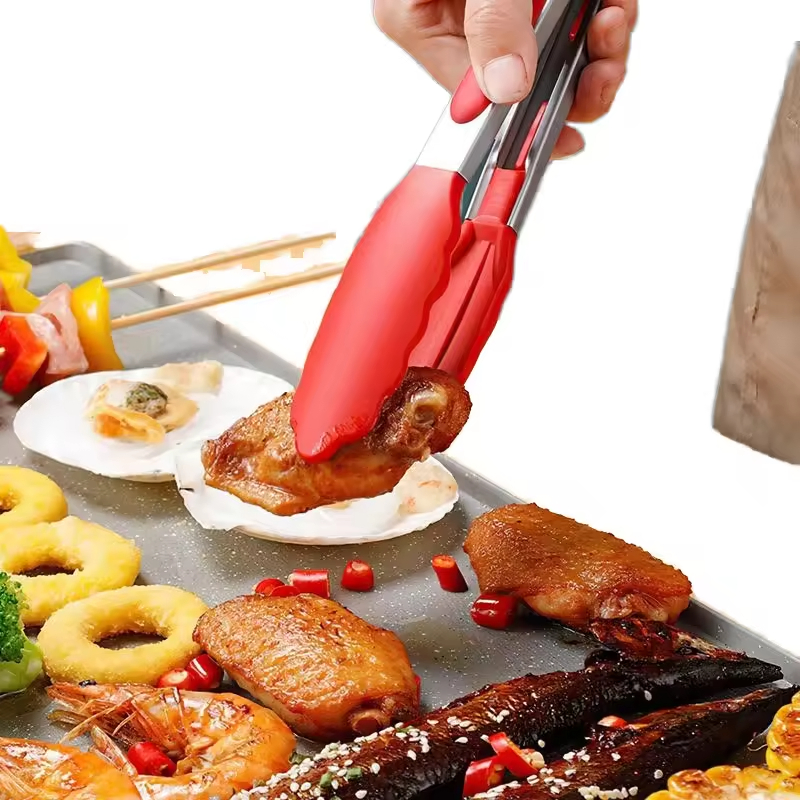 Multi-Functional Kitchen Cooking Tools Silicone Tong Yang Body Parts for BBQ Bread Buffet Korean Tongs Red Steak Tongs