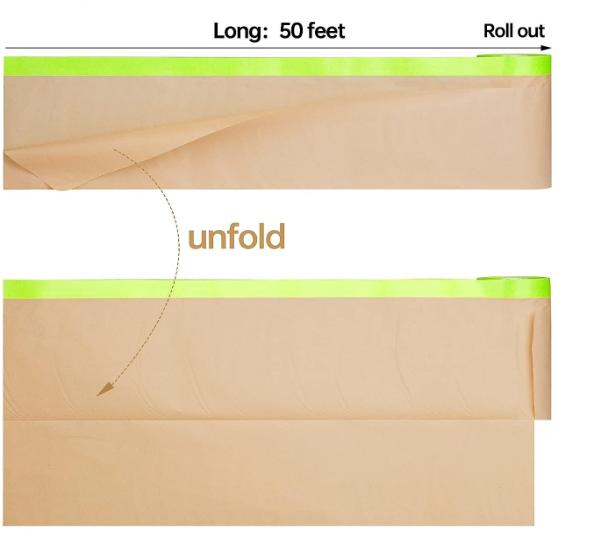 Pre Taped Kraft Paper Car Spray Automotive Painting Covering Auto Protective Paint Masking Film