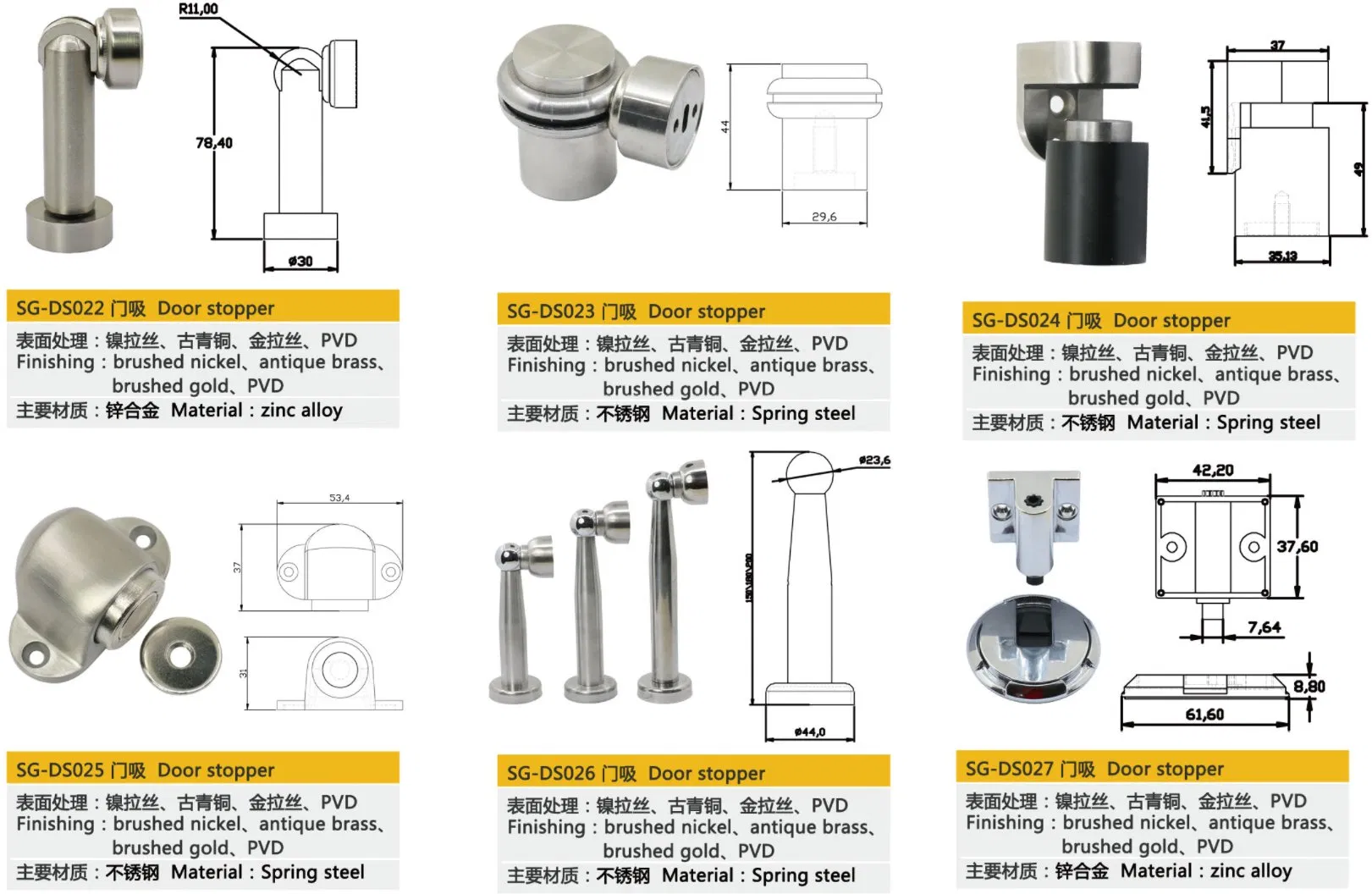 Custom Zinc Alloy Ss Door Luxury Magnetic Invisible Door Stopper for Bedroom Wooden Door Bottom of Wall Mounted Stoppers