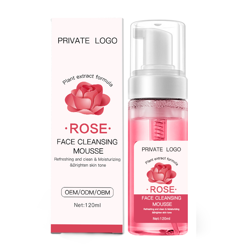 Natural Organic Skin Care Rose Face Wash Facial Cleansing Foaming Mousse Private Label Vegan Facial Wash