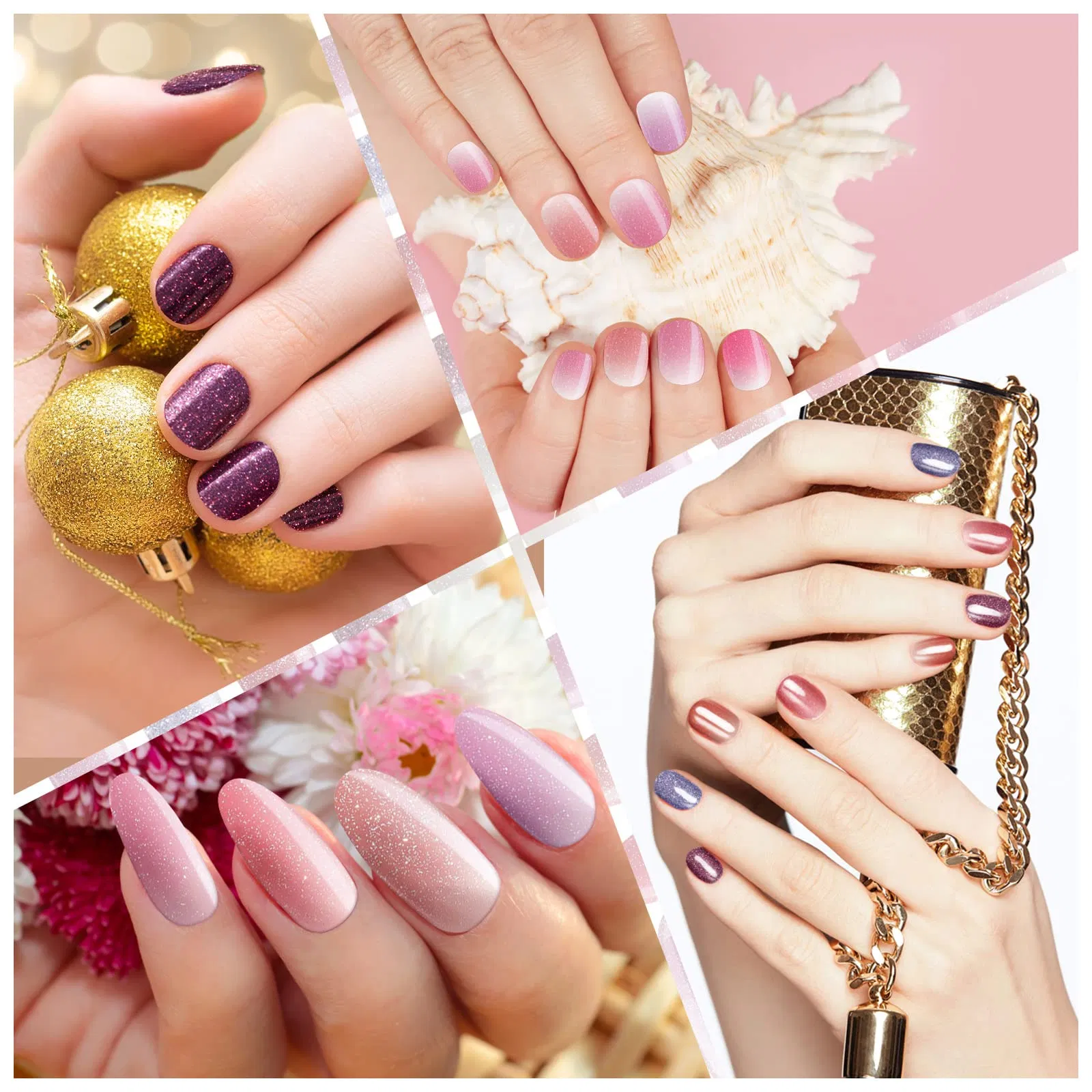 Nail Strips Art Decals with Nail File Home Women Girls Decorations