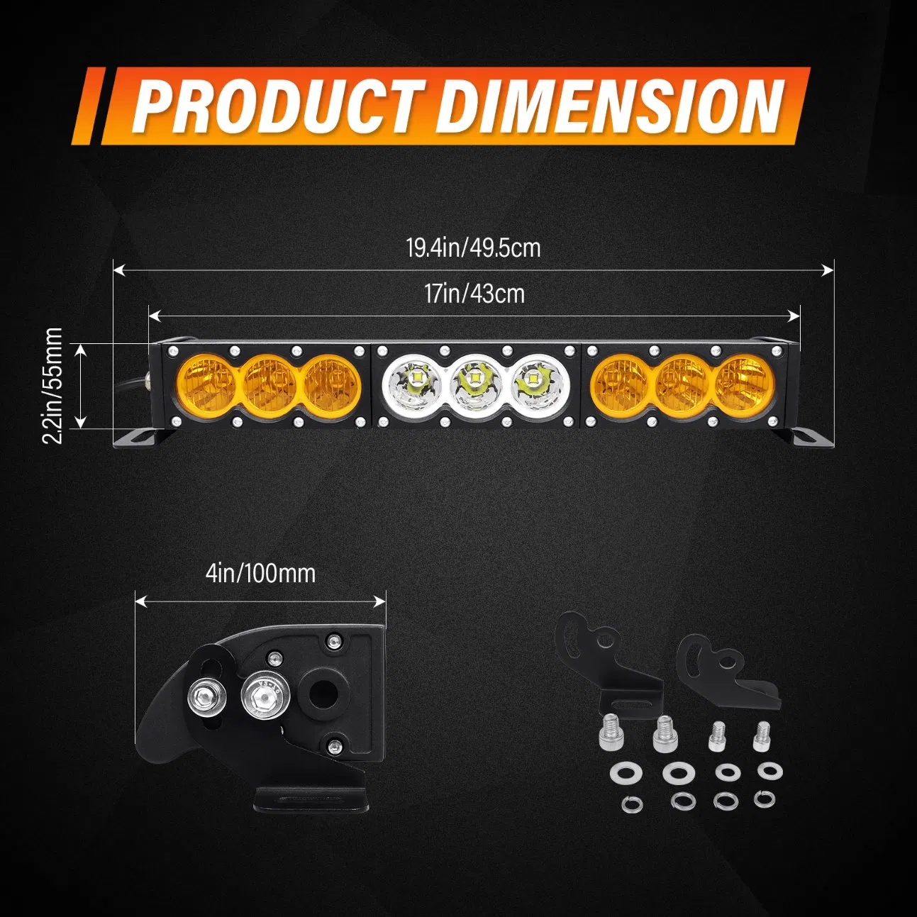 Светодиодная балка для внедорожников, 24В, двойной цвет