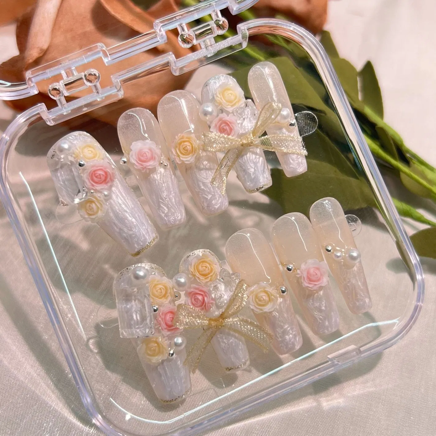 Rose Ribbon Bow Handmade Nail Charms – Retail Packaging Available