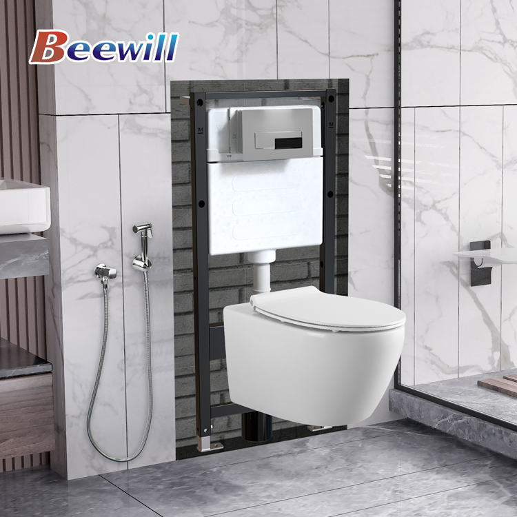 Concealed Flush Cistern Handheld Bidet Sprayer Wall Mounted Toilet