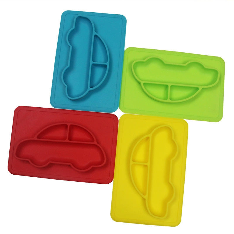 Silicone Baby Feeding Plate with Divided Sections and Safety Baffle