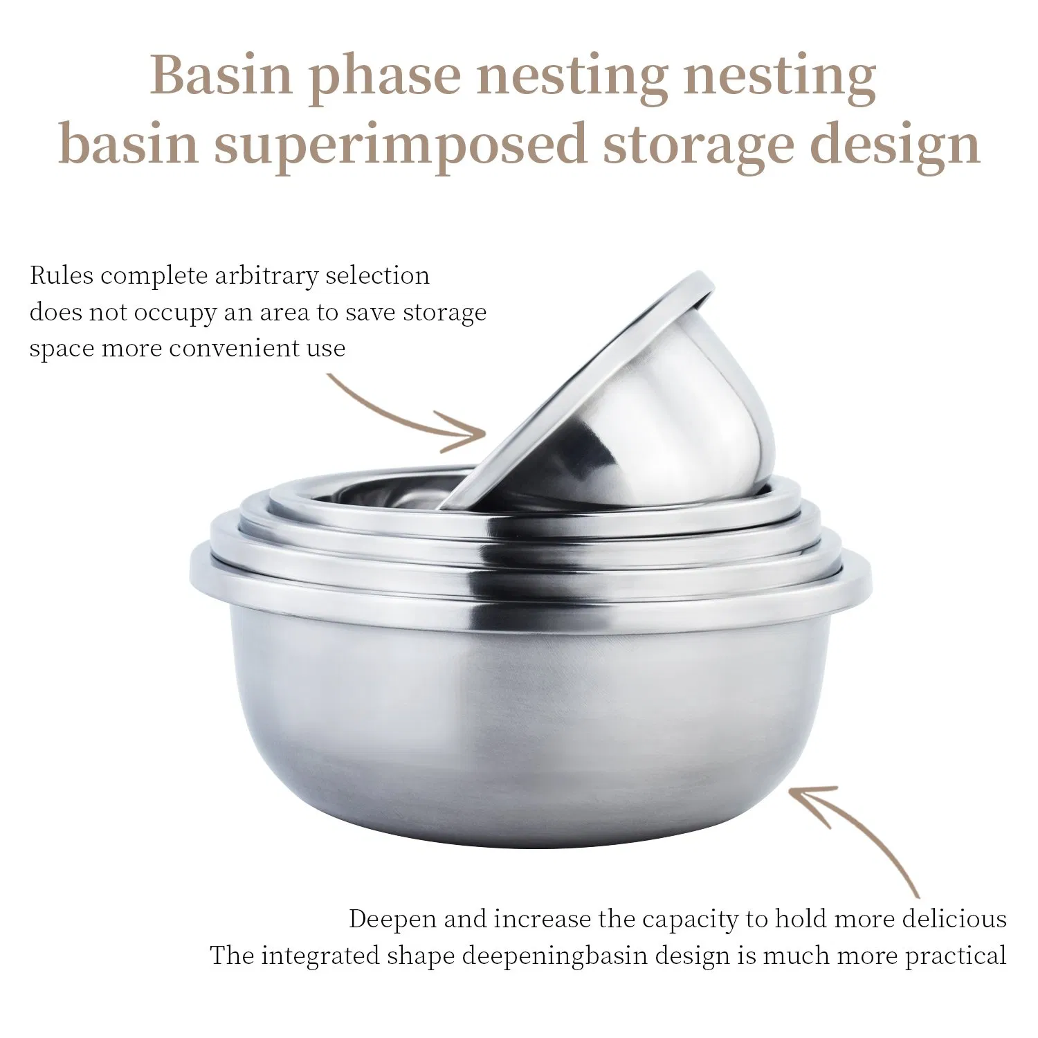 1.0mm Food Grade Stainless Steel Salad Mixing Basin