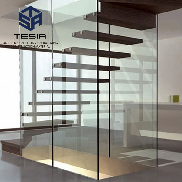 Made in China Factory Price Customize Safe LED Staircase Timber Step Design Floating Stair