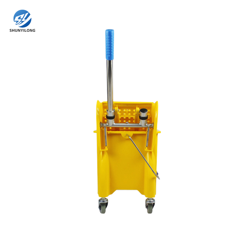 Hot Selling Yellow PP Plastic Down Press Hotel Mop Wringer Trolley Bucket