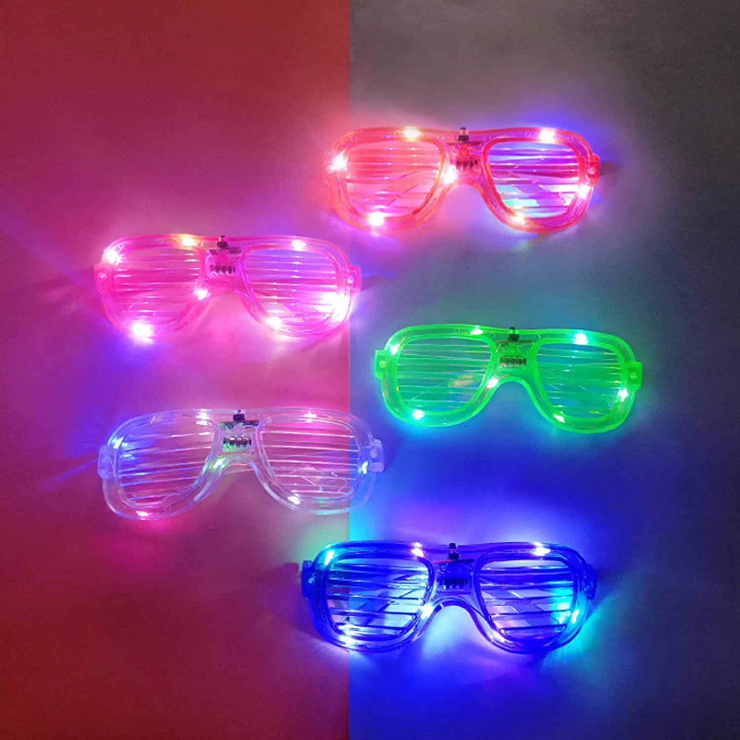 Light up Glasses Shutter Shades Glow in The Dark Glasses Neon Rave Flashing Sunglasses Shutter Shades for Adults Kids Glow in Dark Party Favors Supplies