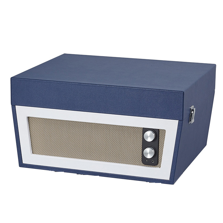 Винтажный проигрыватель винила с радио и стерео-колонками