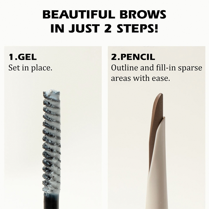 Custom Logo 2 in 1 Long Lasting Powdery Precision Naginata Eyebrow Pencil & Gel Glue Kit Waterproof Eyebrow Shaping Tool Kit