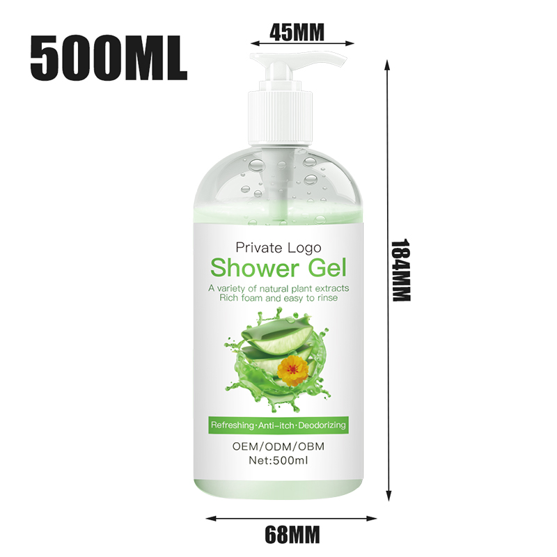 Private Label Natural Plant Extracts Moisturizing Lasting Refreshing Anti-Itching Deodorizing Shower Gel 500ml Body Wash Aloe Vera Shower Gel