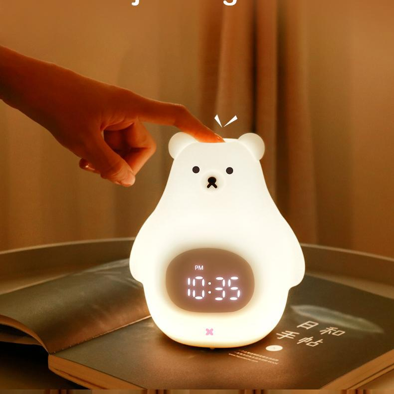 White Bear Touch Control Night Light Alarm Clock