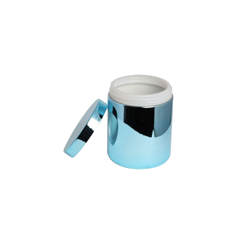16oz Blue Chromed HDPE Plastic Package Canister with Plastic Lid