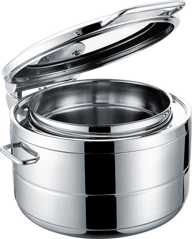 Stainless Steel Food Warmer Round Glass-Covered Chafing Dish