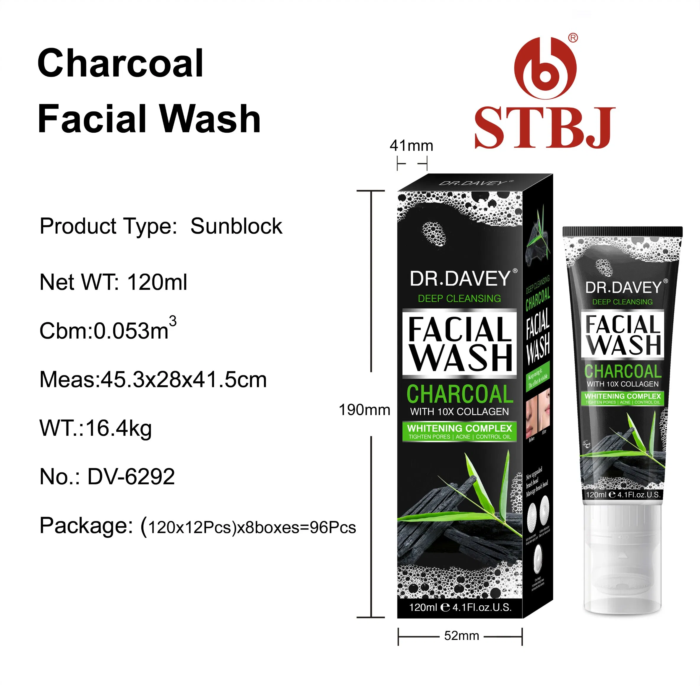Dr. Davey Charcoal Facial Wash Moisturizing Deep Cleansing Control Oil 120ml