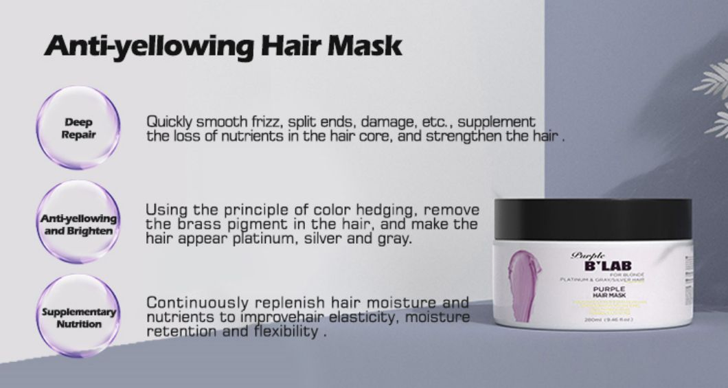 OEM Private Label Marula Argan Oil Leave in Hair Conditioner Anti-Yellowing Purple Hair Mask