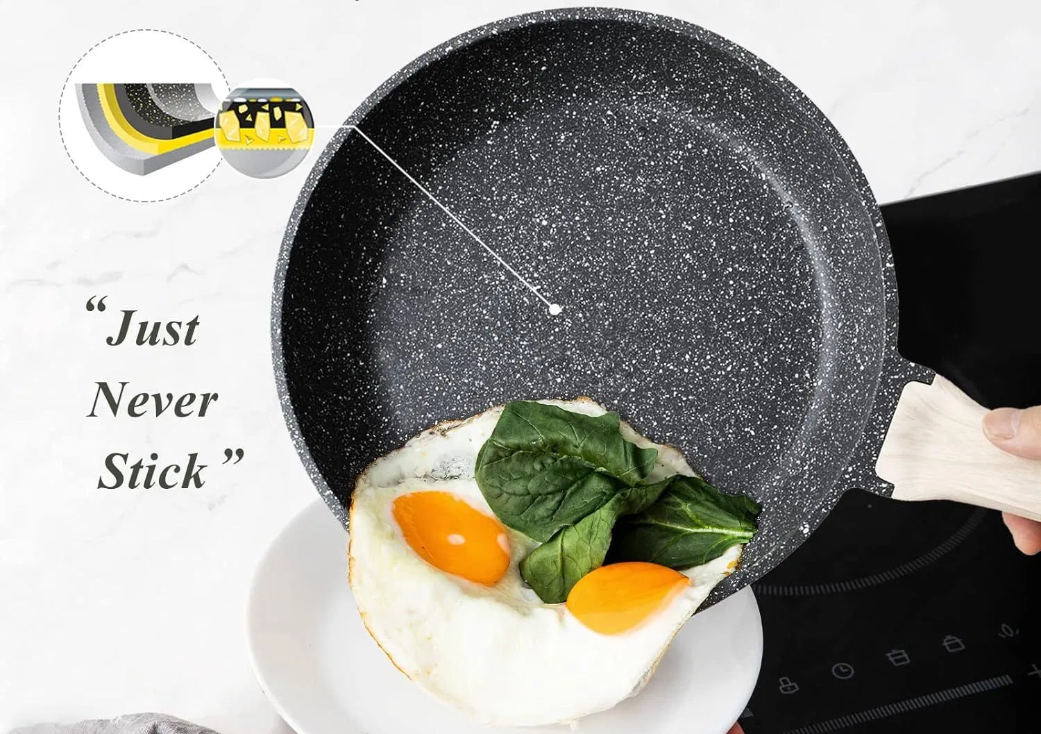 Wholesale Fashionable Pfoa Free Nonstick Stone Frying Pan Skillet Fry Egg Pan
