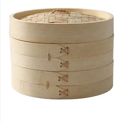 Factory Direct Supply Kitchen Round Bamboo Steamer Cooker Deeper Steamer with Lid