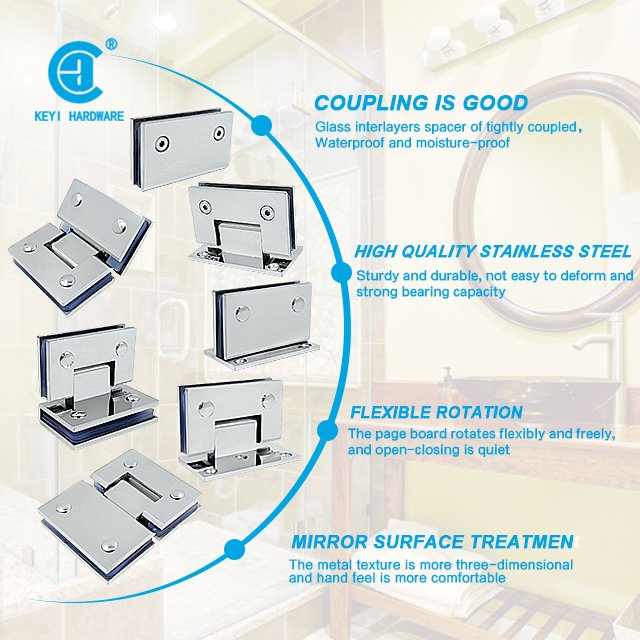 Square 90-Degree Double-Side Bathroom Glass Clamp