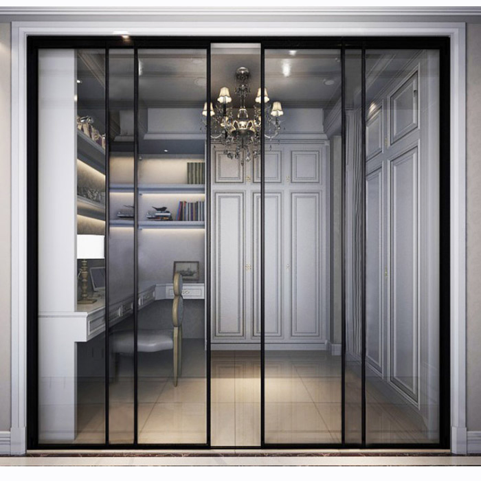 Narrow Frame Commercial Interior Sliding Glass Wall Door