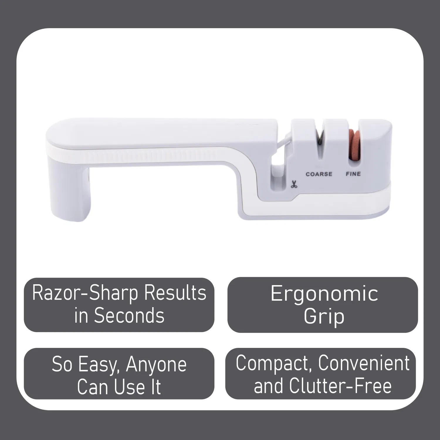 3 Stage Knife Sharpener Coarse Fine Scissor Non Slip Ergonomic Kitchen Tool