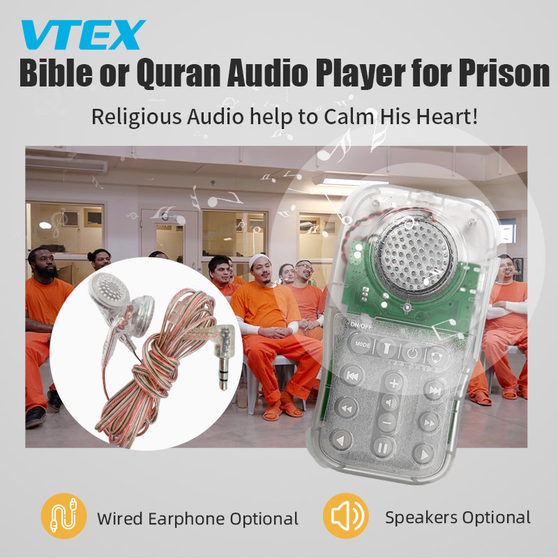 Prison Jail Inmate Use Safe Security Transparent Case See Through 4GB 8GB 16GB Memory Mini FM Radio Quran MP3 Audio Bible Player