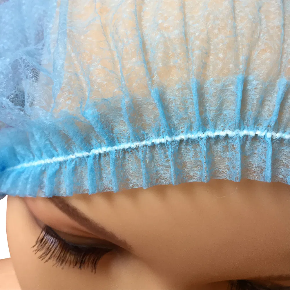 Disposable Non-Woven Bouffant Caps with Elastic Stretch Hair Head Cover Net Medical/Labs/Nurse/Food Service/ Health/Hospital