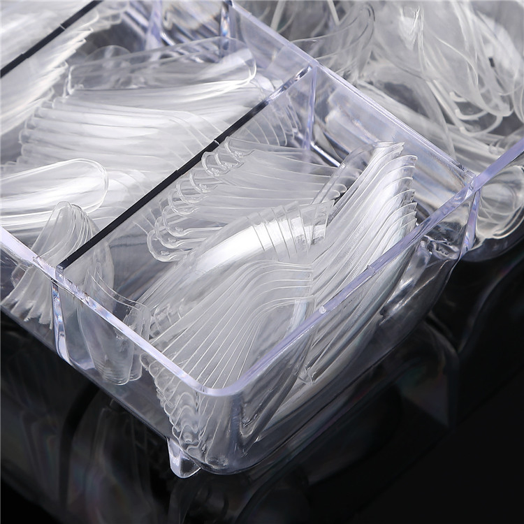 500PCS/Box of Artificial Nails, Nail Art, Ballet Transparent False Nails, Foldable, Seamless, Full Net Red, Long Almond Tip Design, False Nails