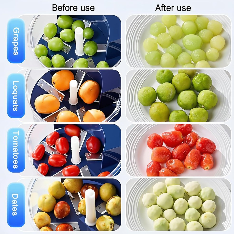 Wireless USB Rechargeable Electric Fruit Peeler, Automatic Grape & Cherry Tomato Peeling Machine for Home & Commercial Use
