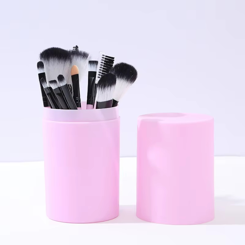 Gloway Wholesale Private Label 12PCS Kit Custom Pink Foundation Makeup Brush Set
